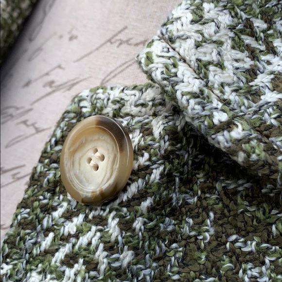 Ann TAYLOR PETITES Green/Off White Tweed Coat - Picture 9 of 16